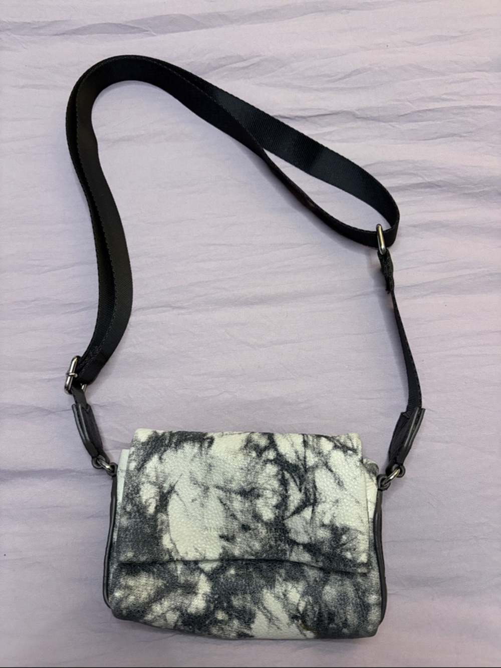 Aimee Kestenberg Black & White Marble-Print Crossbody Bag